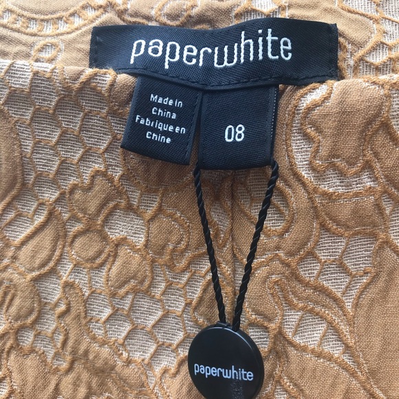 Anthropologie Paperwhite Gold Lace Pants - Picture 3 of 4